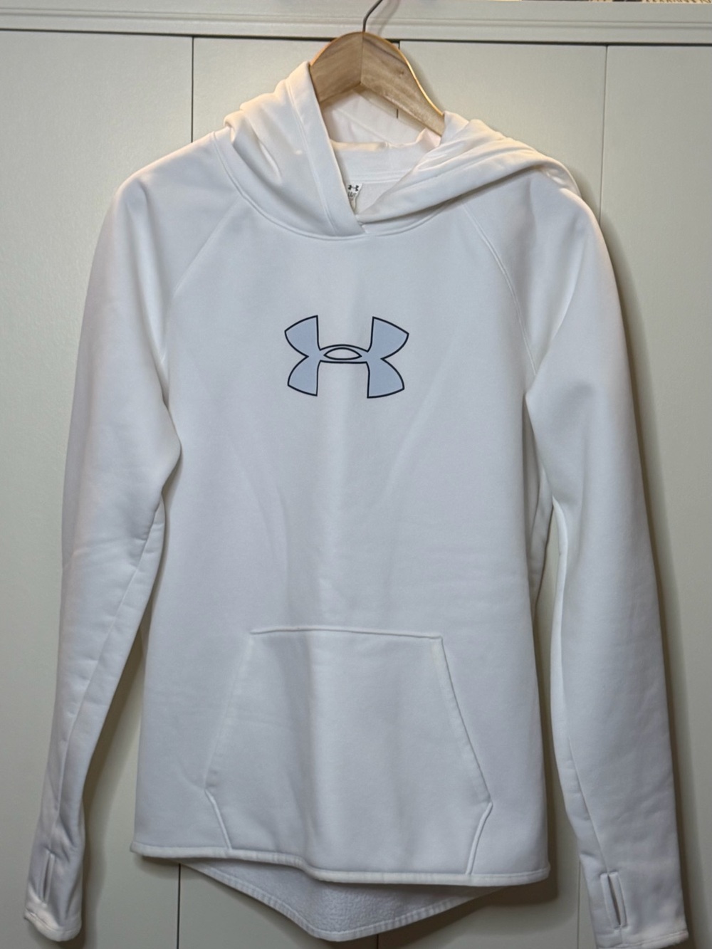 Under Armour White Hoodie with Grey and Navy Logo